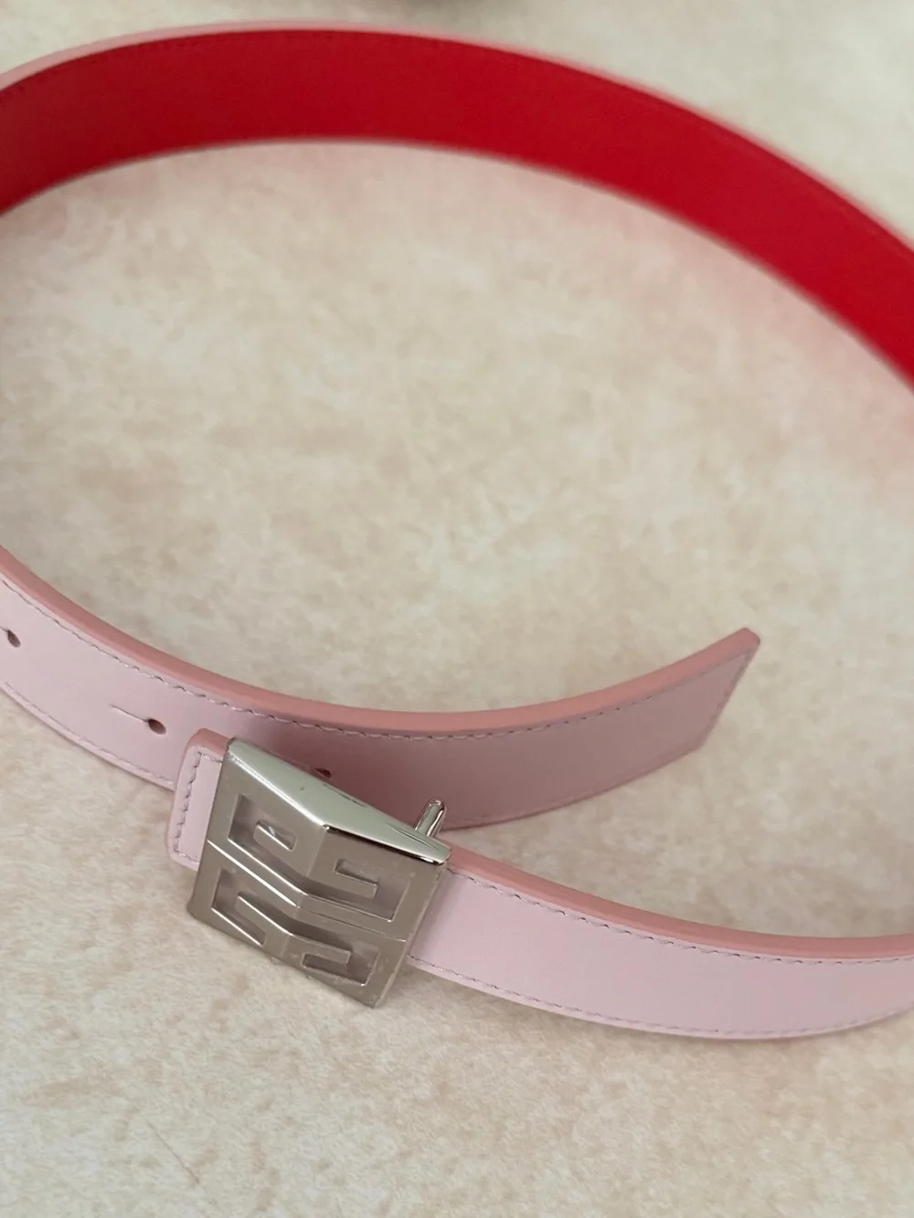 Givenchy Pink and Red Reversible Leather Belt
